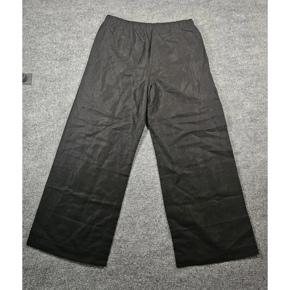 Aritzia Lodge Linen Wide Leg Pants Large Black